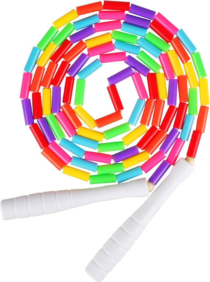 Fezog 2 Pack Rainbow Beaded Kids Jump Rope, Segmented Skipping Rope for Kids Adults, Tangle-Free Rope Skipping Child Jump Rope for Fitness Exercise Training - Image 1
